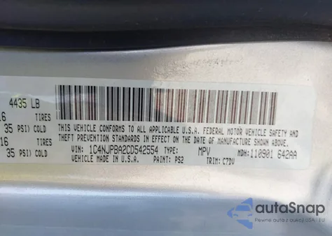 2012 Jeep Patriot Sport из США, поврежденный, VIN 1C4NJPBA2CD542554